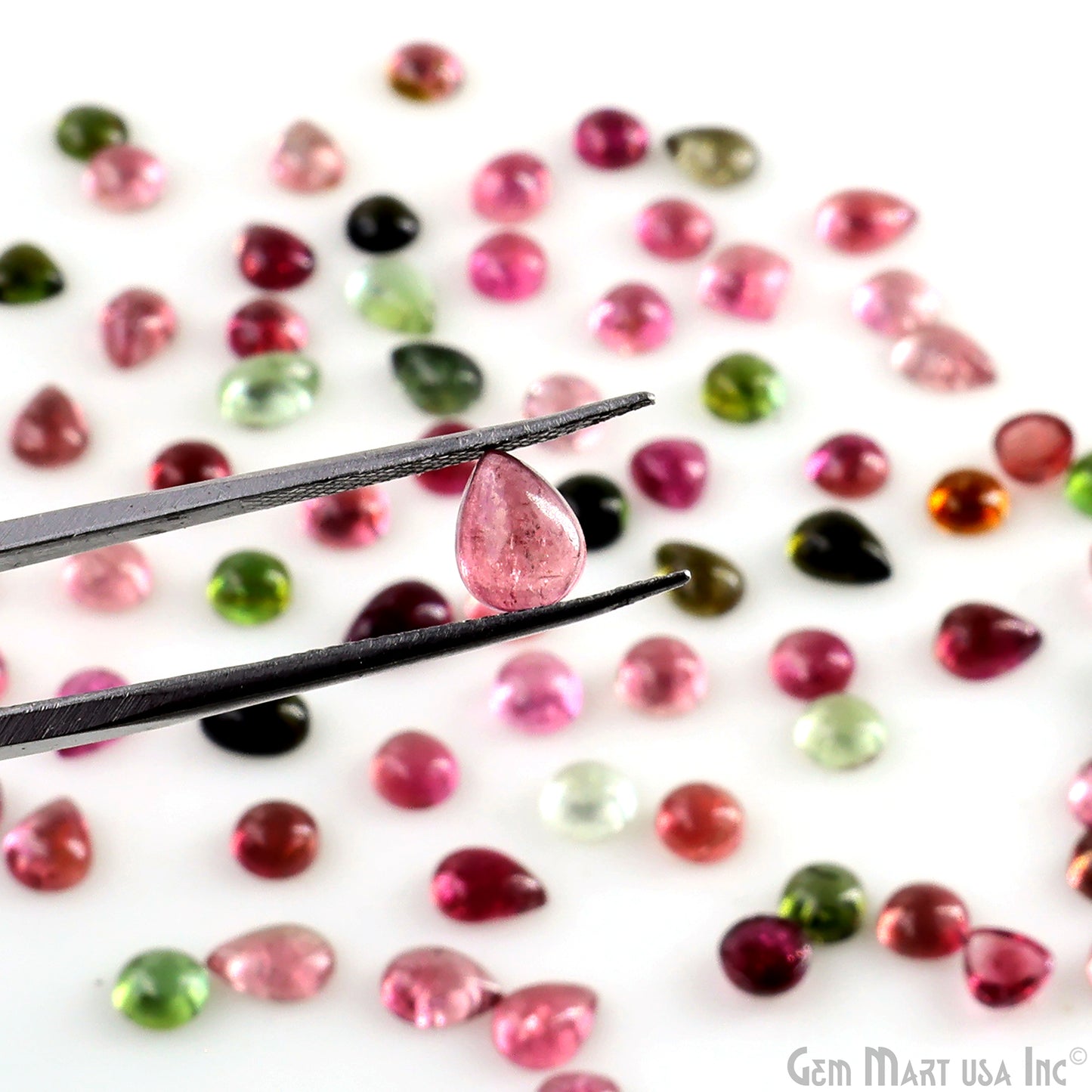 Multi Tourmaline Wholesale Gemstones, 100% Natural Semi-Precious Gems, Multi Color Cabochons Loose Gems, 5-7mm, Round and Pears, 5 Carats