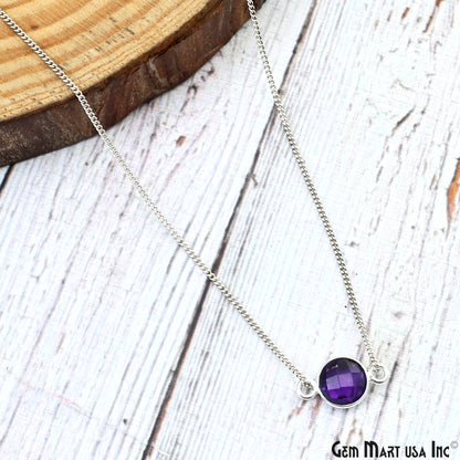 Round 7mm Double Bail Silver Plated Gemstone Bezel Connector