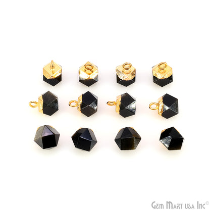Gemstone Hexagonal Prism Shape Pendant 12x10mm Gold Plated Charm for DIY Jewelry