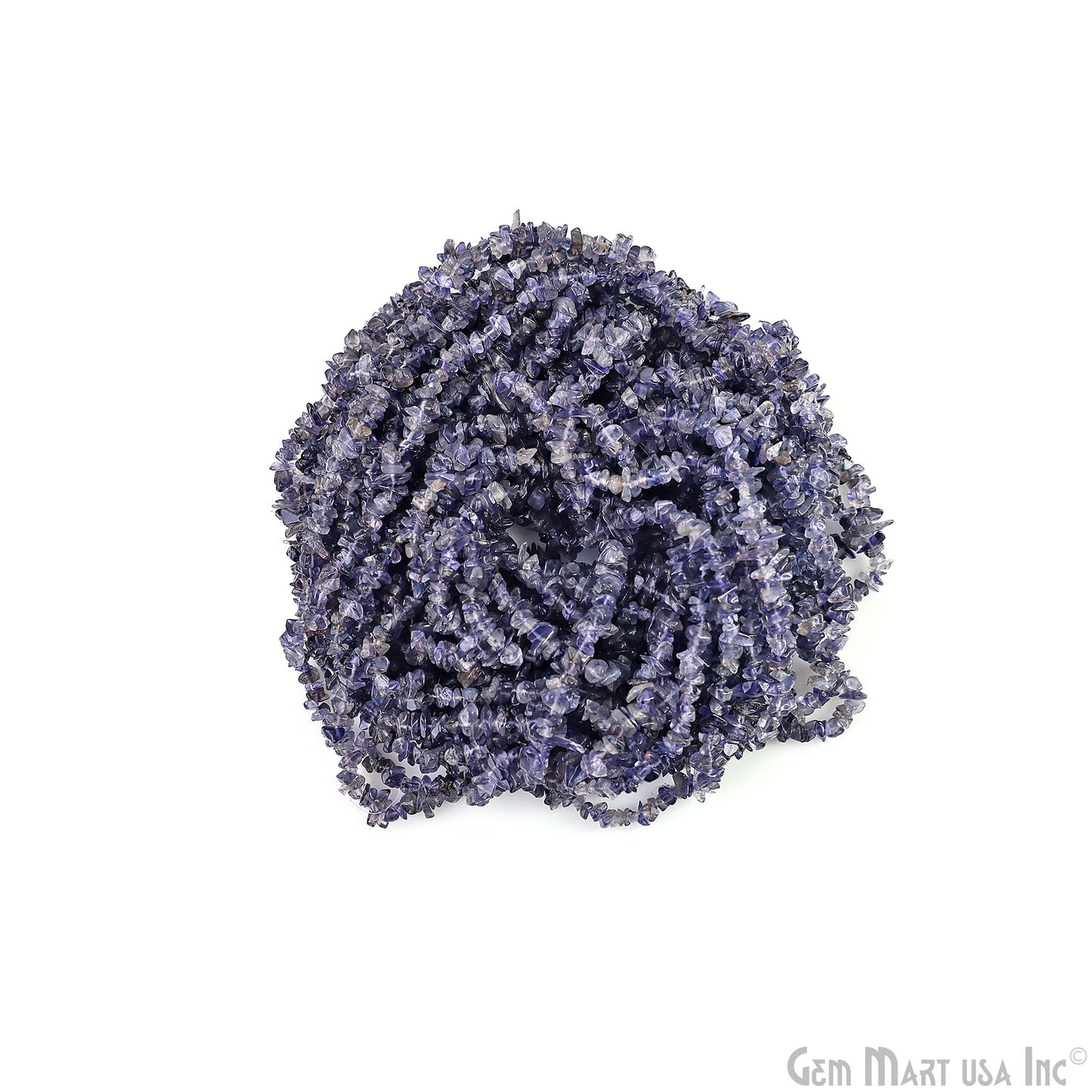 Iolite Chip Beads, 34 Inch, Natural Chip Strands, Drilled Strung Nugget Beads, 3-7mm, Polished, GemMartUSA (CHIO-70001)