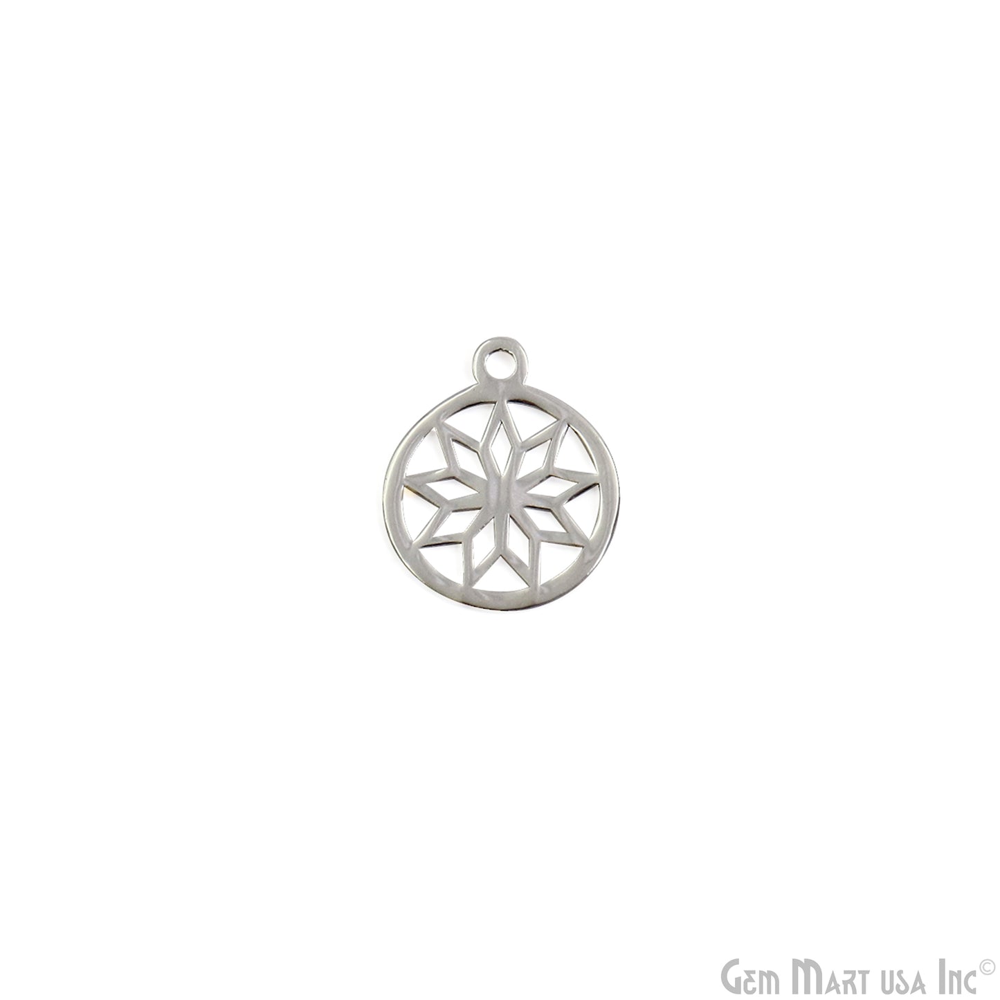Round Shape Laser Charm Silver Plated 16x13.4mm Finding Charm Connector