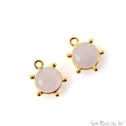 Round 13x11mm Design Bezel Gold Plated Single Bail Gemstone Connector