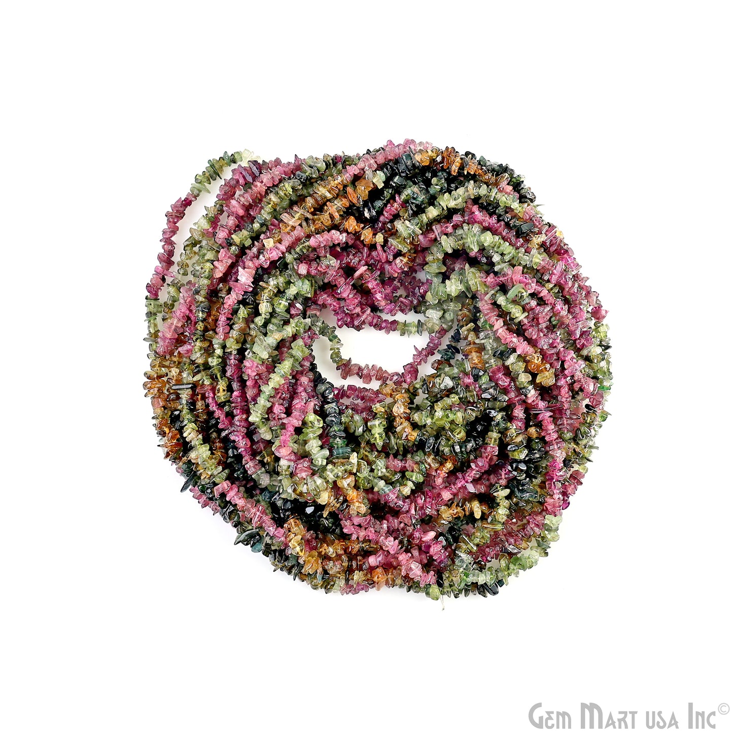 Multi Tourmaline Chip Beads, 34 Inch, Natural Chip Strands, Drilled Strung Nugget Beads, 3-7mm, Polished, GemMartUSA (CHMT-70001)