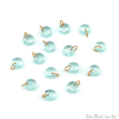 Round Faceted 8x6mm Gold Plated Single Bail Wire Loop Glass Stone Pendant Connector Charm