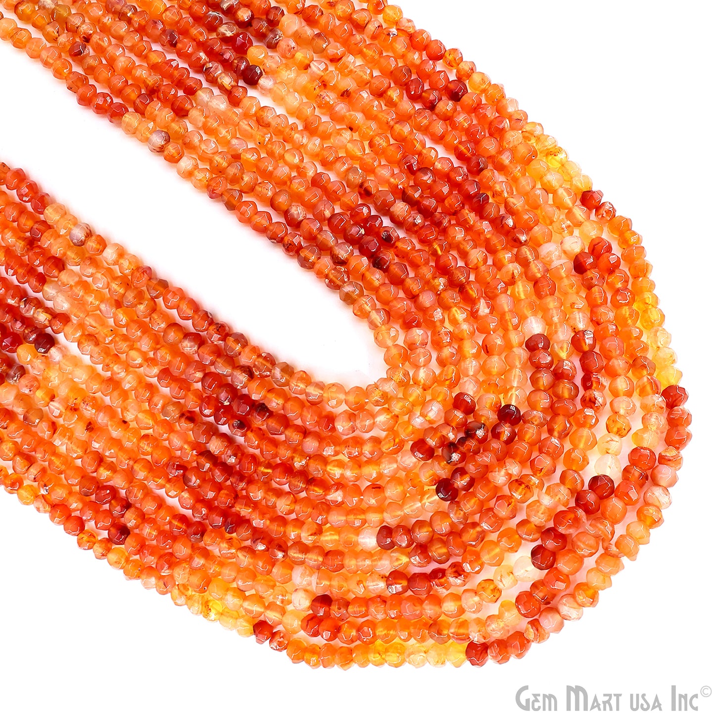 Carnelian Faceted Drilled Beads 5-7mm Waist Beads, Rondelle Bead Strand 13 Inch