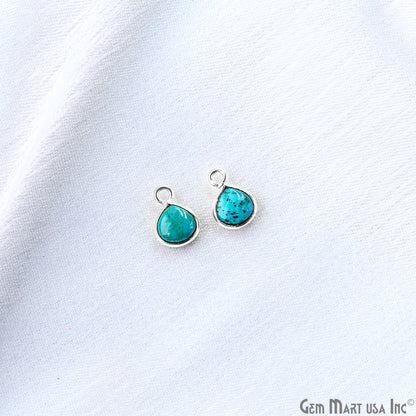 Chrysocolla Heart 6mm Silver Plated Single Bail Bezel Gemstone Connector