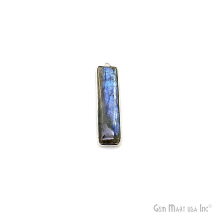 Labradorite Rectangle 40x9mm Gemstone Connector (Pick Plating)