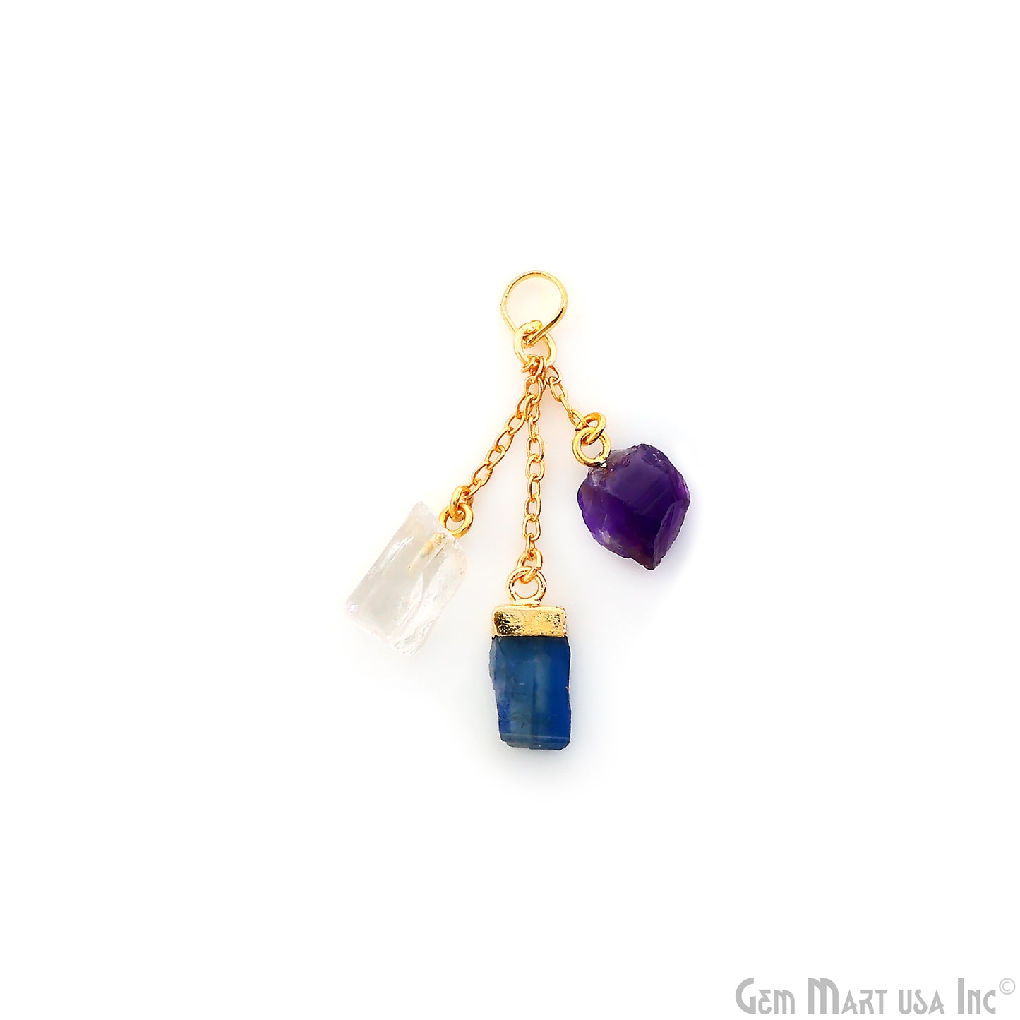 Multi Color Rough Gemstone Pendant 46x10mm Dangle Earring Connector