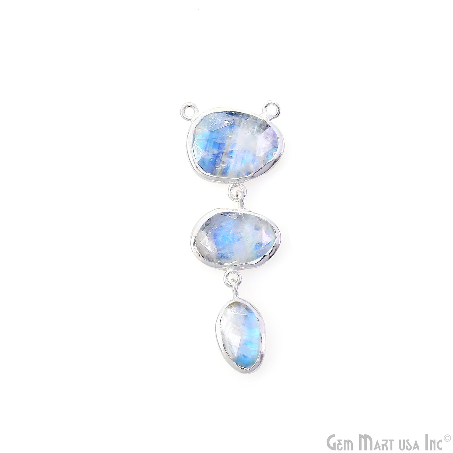 Rainbow Moonstone 48x17mm Double Bail Chandelier Finding Component