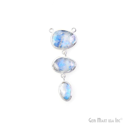 Rainbow Moonstone 48x17mm Double Bail Chandelier Finding Component