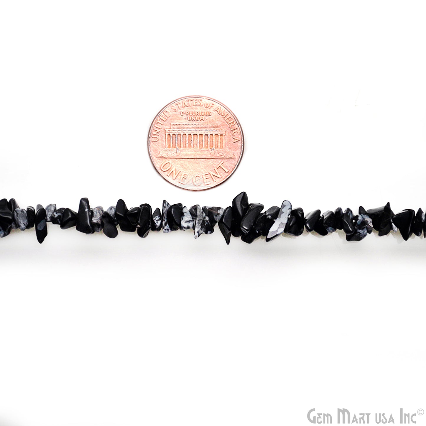 Black Obsidian Chip Beads, 34 Inch, Natural Chip Strands, Drilled Strung Nugget Beads, 3-7mm, Polished, GemmartUSA (CHBO-70001)