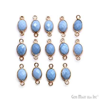 Oval 6x8mm Gold Plated Bezel Double Bail Gemstone Connector