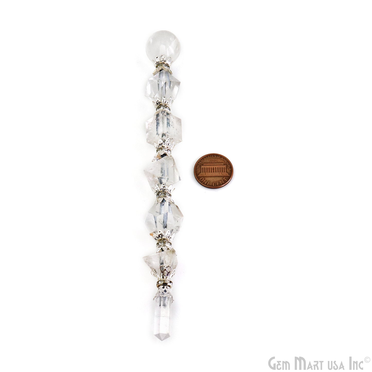 Crystal Round Crystal Wand 6.5Inch, Tumbled Stones with Crystal Ball for Spiritual Healing, Energy Balancing & Aura Cleansing