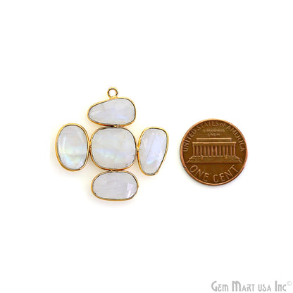 Rainbow Moonstone Gold Plated 34x32mm Dangle Finding Component Earring Enhancer