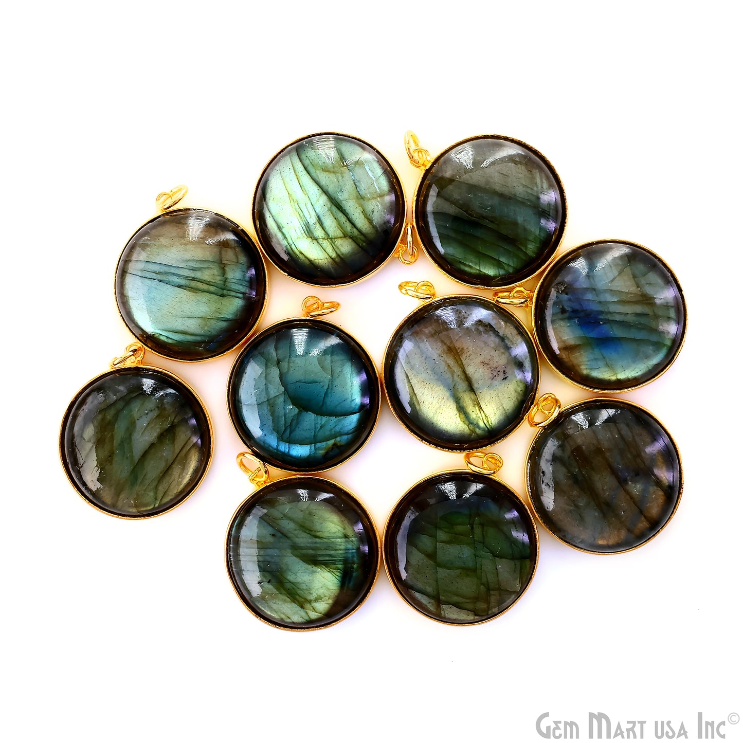 Round 30x26mm Cabochon Gold Plated Single Bail Gemstone Connector