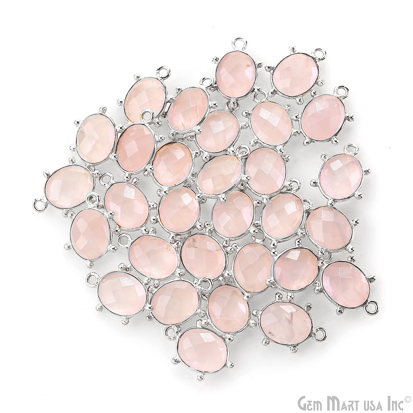 Oval 15x11mm Design Bezel Silver Plated Single Bail Gemstone Connector