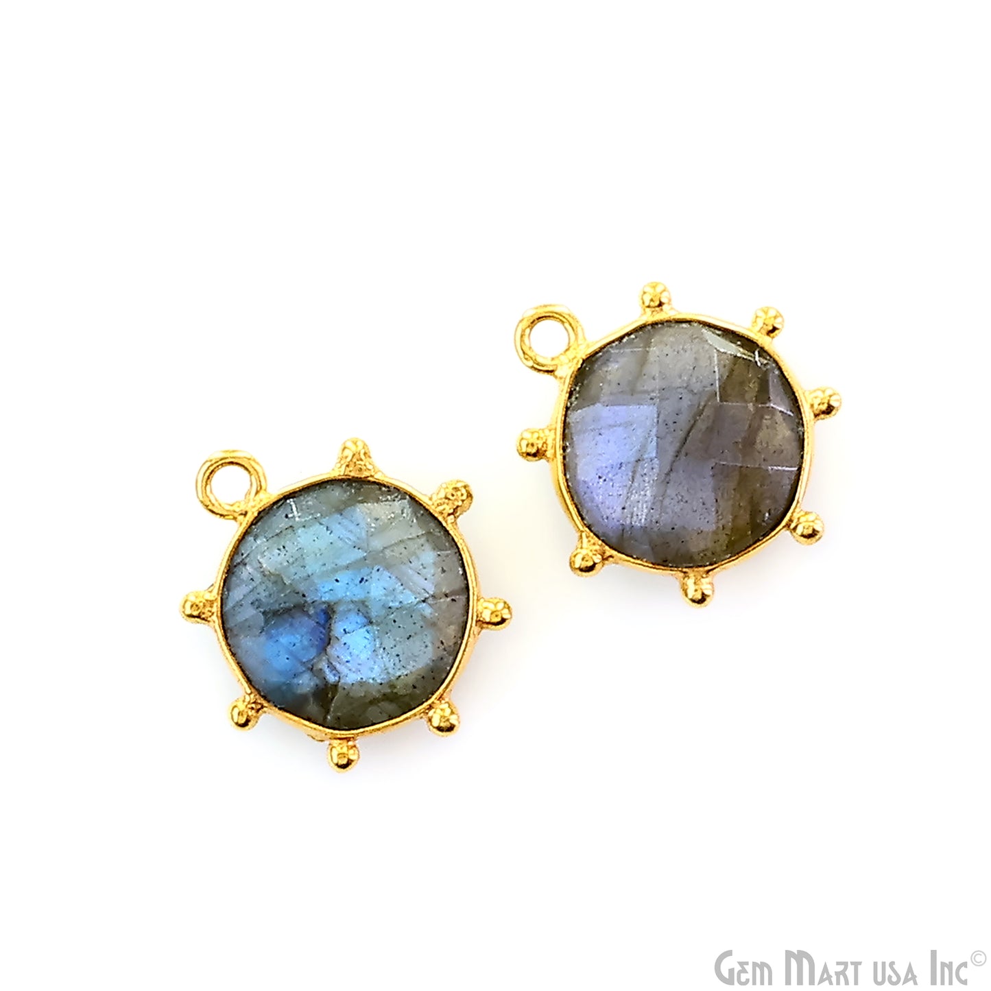 Round 17x15mm Design Bezel Gold Plated Single Bail Gemstone Connector