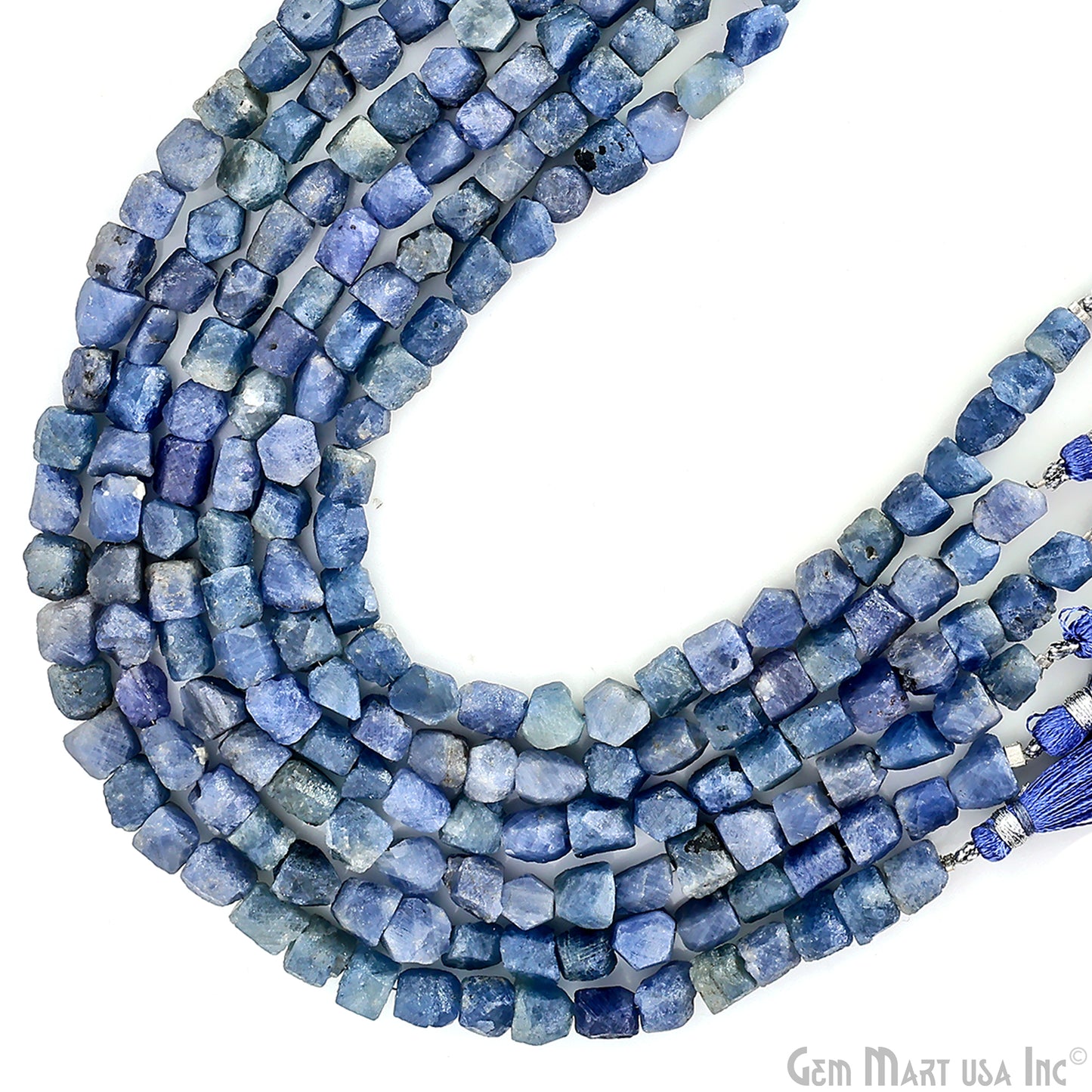 Sapphire Rough Beads, 9 Inch Gemstone Strands, Drilled Strung Briolette Beads, Free Form, 7x5mm