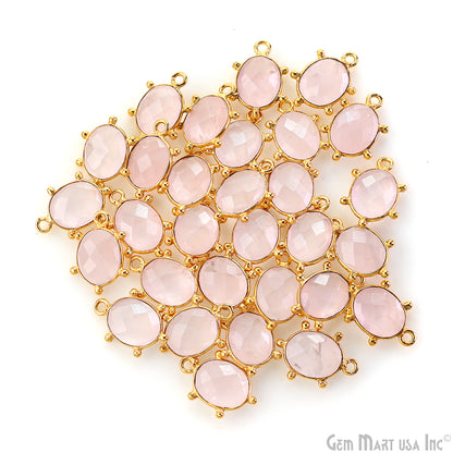 Oval 15x11mm Design Bezel Gold Plated Single Bail Gemstone Connector