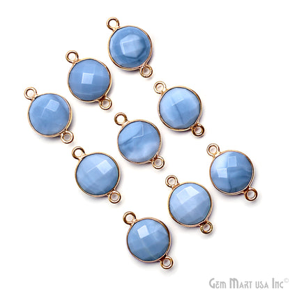 Round 10mm Double Bail Gold Bezel Gemstone Connectors