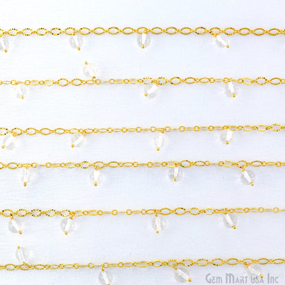 Crystal Smooth Beads Round Beads 5-6mm Gold Wire Wrapped Dangle Rosary Chain