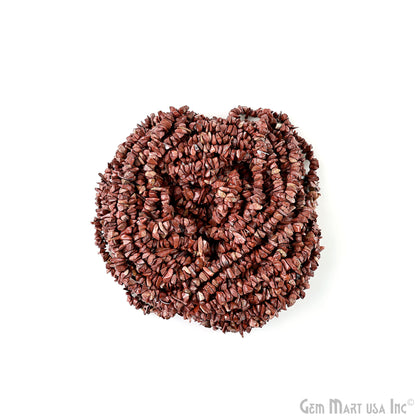 Red Jasper Chip Beads, 34 Inch, Natural Chip Strands, Drilled Strung Nugget Beads, 3-7mm, Polished, GemMartUSA (CHRJ-70001)