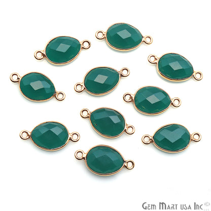 Green Onyx Egg Shape 8x10mm Gold Plated Single Bail Connector