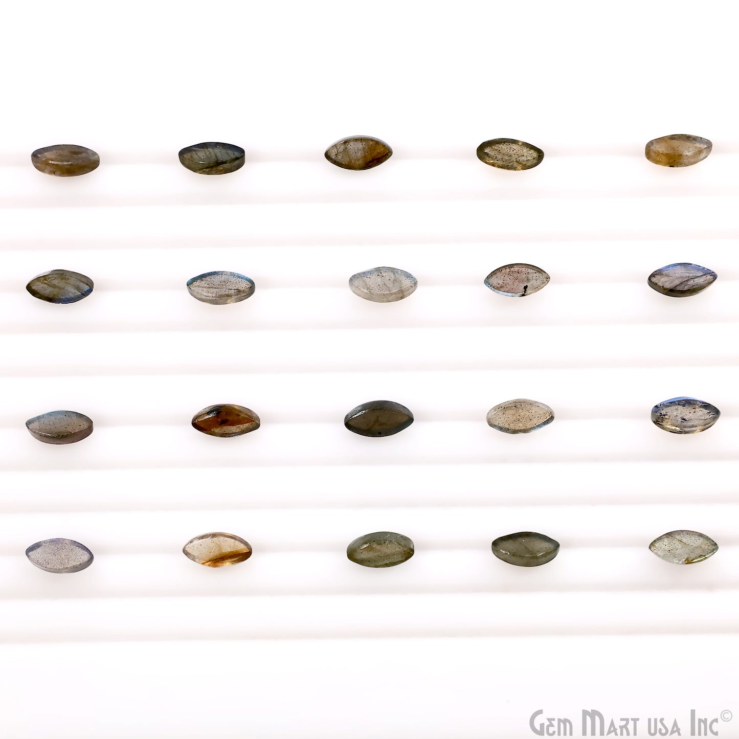 Labradorite Wholesale Gemstones, 100% Natural Semi-Precious Gems, Blue Flash Cabochon Loose Gems, 5x10mm, Marquise, 5PC Lot