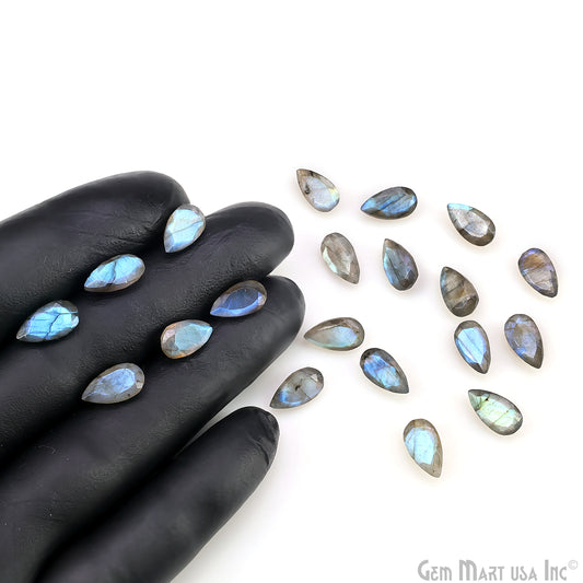 Labradorite Wholesale Gemstones, 100% Natural Semi-Precious Gems, Blue Flash Faceted Loose Gems, 7x13mm, Pears, 4PC Lot