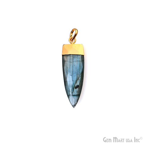 Labradorite Triangle 40x12mm Gold Single Bail Pendant