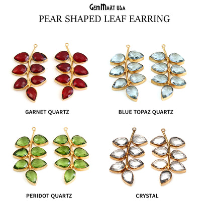 Pear shaped Leaf Earring, Gold Plated Leaf DIY Component Charm, Pear Cut Stone Earrings, 8x12mm