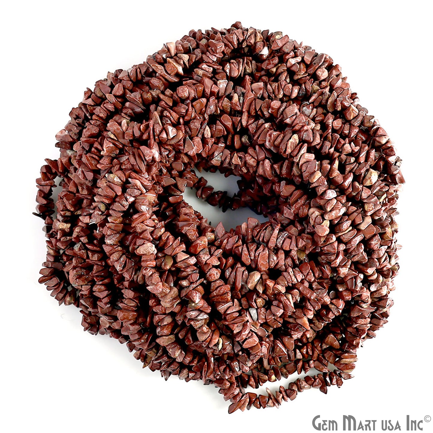 Red Jasper Chip Beads, 34 Inch, Natural Chip Strands, Drilled Strung Nugget Beads, 3-7mm, Polished, GemMartUSA (CHRJ-70001)