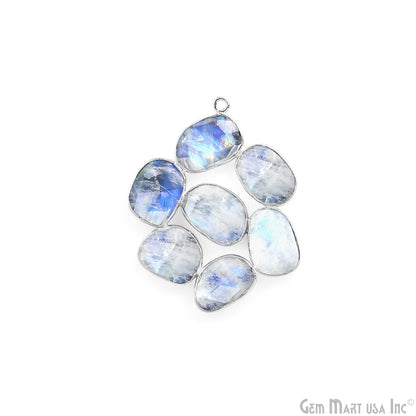 Rainbow Moonstone Silver Plated 37mm Dangle Finding Component
