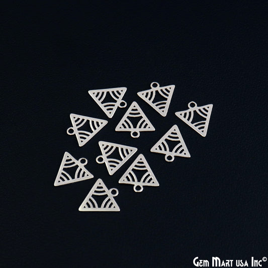 Triangle Shape Charm Laser Finding Silver Plated Charm For Bracelets & Pendants