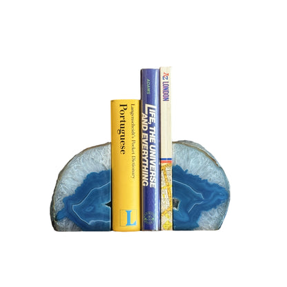 Teal Agate Bookend Pair, Natural Geode Bookend, Unique Crystal Bookend Set, Home Decor, Free Shipping