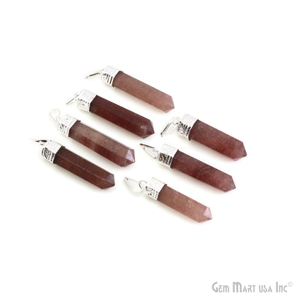 DIY Healing Gemstone 40x9mm Silver Pencil Point Ornate Pendant 1pc