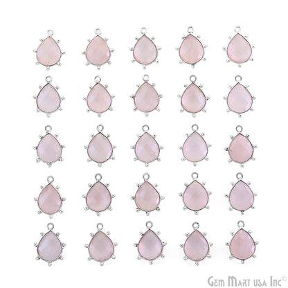Pears 18x13mm Design Bezel Silver Plated Single Bail Gemstone Connector