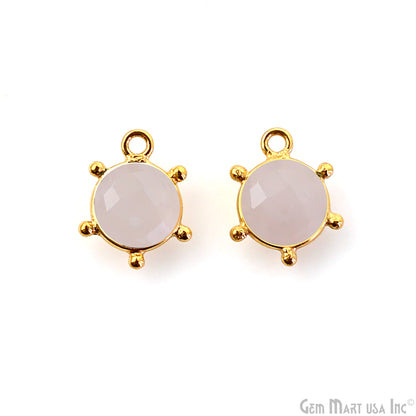 Round 13x11mm Design Bezel Gold Plated Single Bail Gemstone Connector