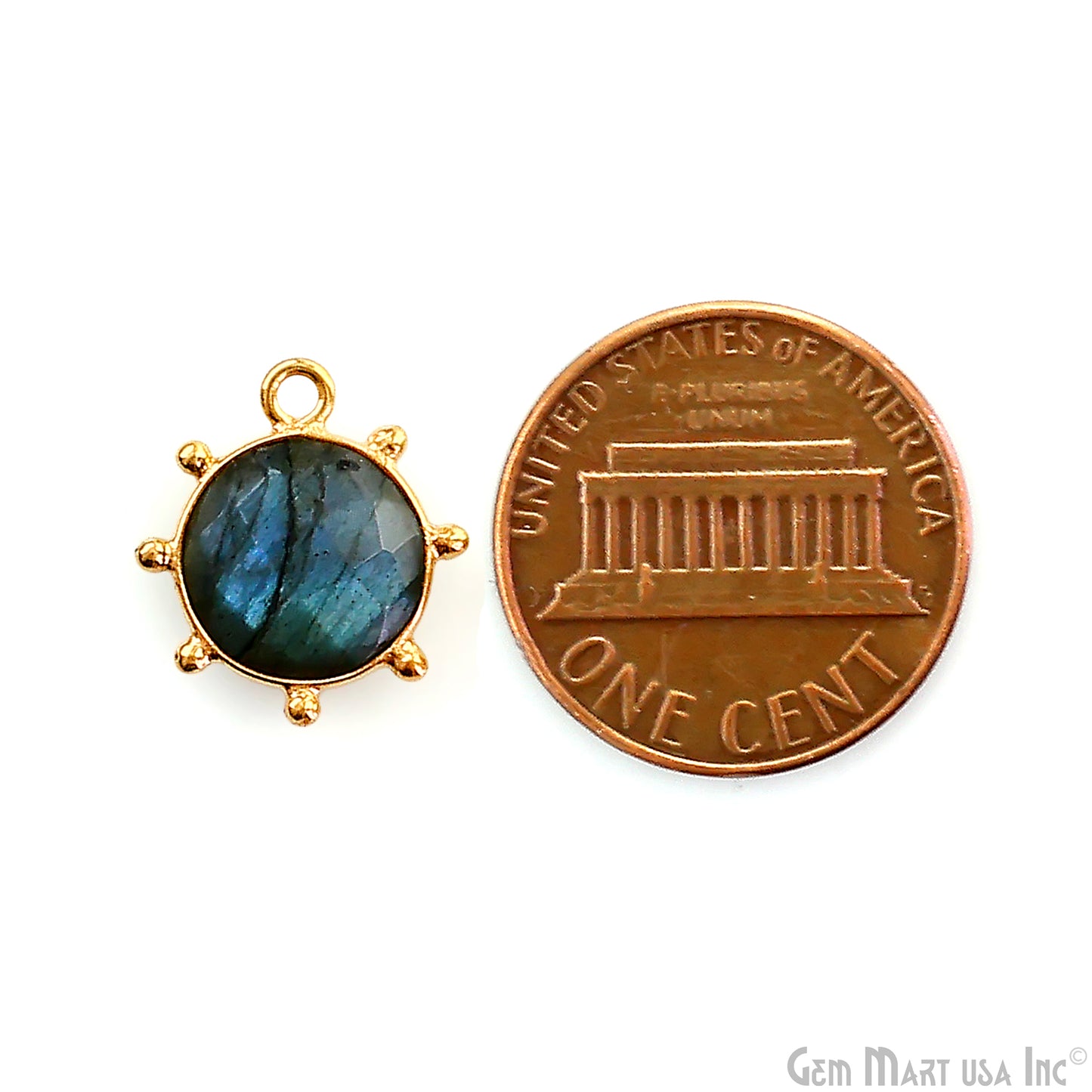 Round 15x13mm Design Bezel Gold Plated Single Bail Gemstone Connector