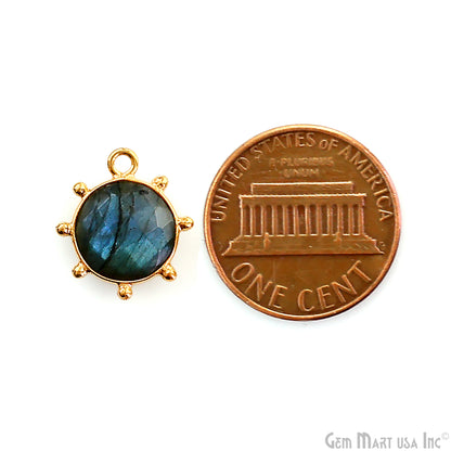 Round 15x13mm Design Bezel Gold Plated Single Bail Gemstone Connector