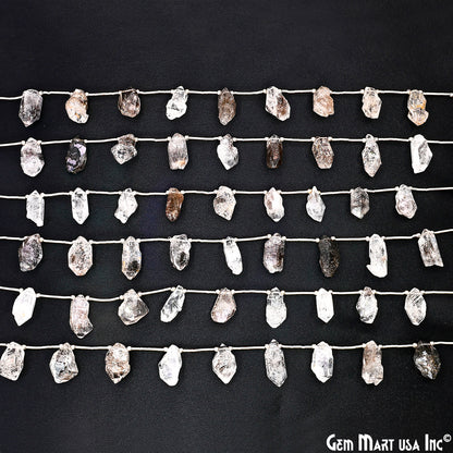 Herkimer Diamond Rough Beads, 9.5 Inch Gemstone Strands, Drilled Strung Briolette Beads, Free Form, 12x20mm