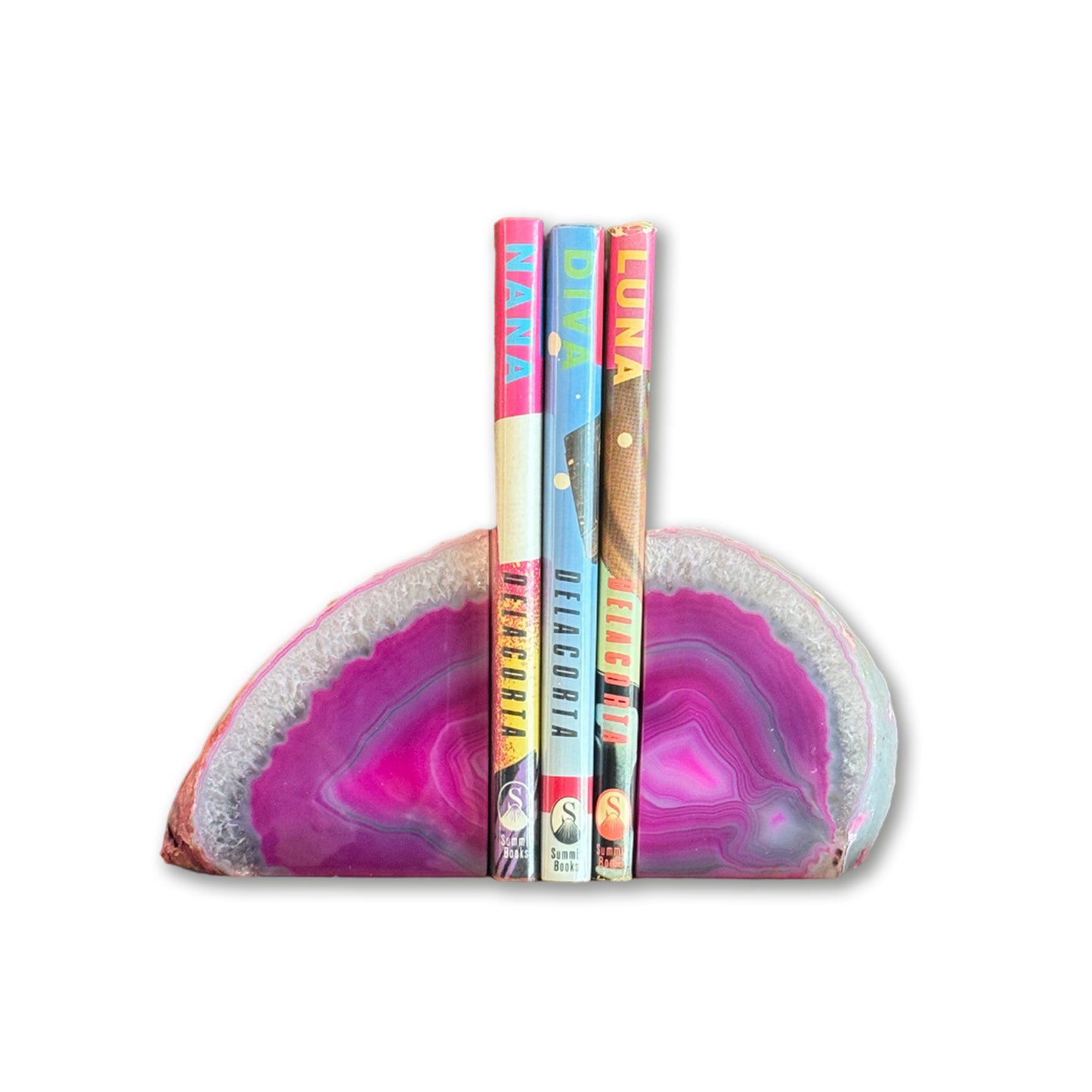 Pink Agate Bookend Pair, Natural Geode Bookend, Healing Crystal Bookend Set, Home Decor. *Ships Free