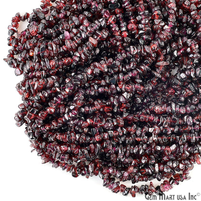 Garnet Chip Beads, 34 Inch, Natural Chip Strands, Drilled Strung Nugget Beads, 3-7mm, Polished, GemmartUSA (CHGT-70001)