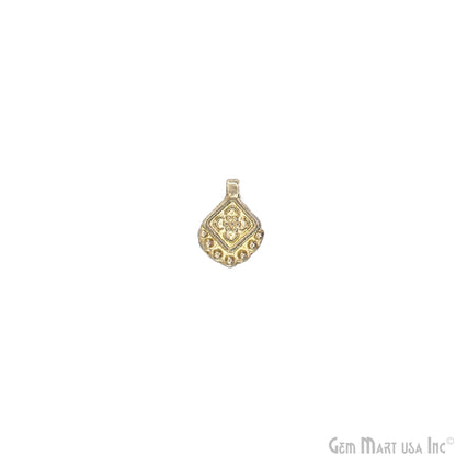 Brass Vintage Antique Pendant Brooch Charms, Gold Plated Handmade Boho Charms, Filigree Findings for Jewelry Making & Macrame