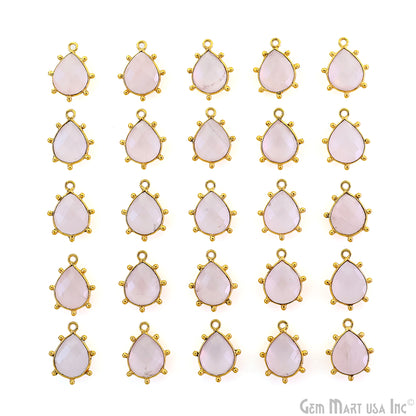 Pears 18x13mm Design Bezel Gold Plated Single Bail Gemstone Connector