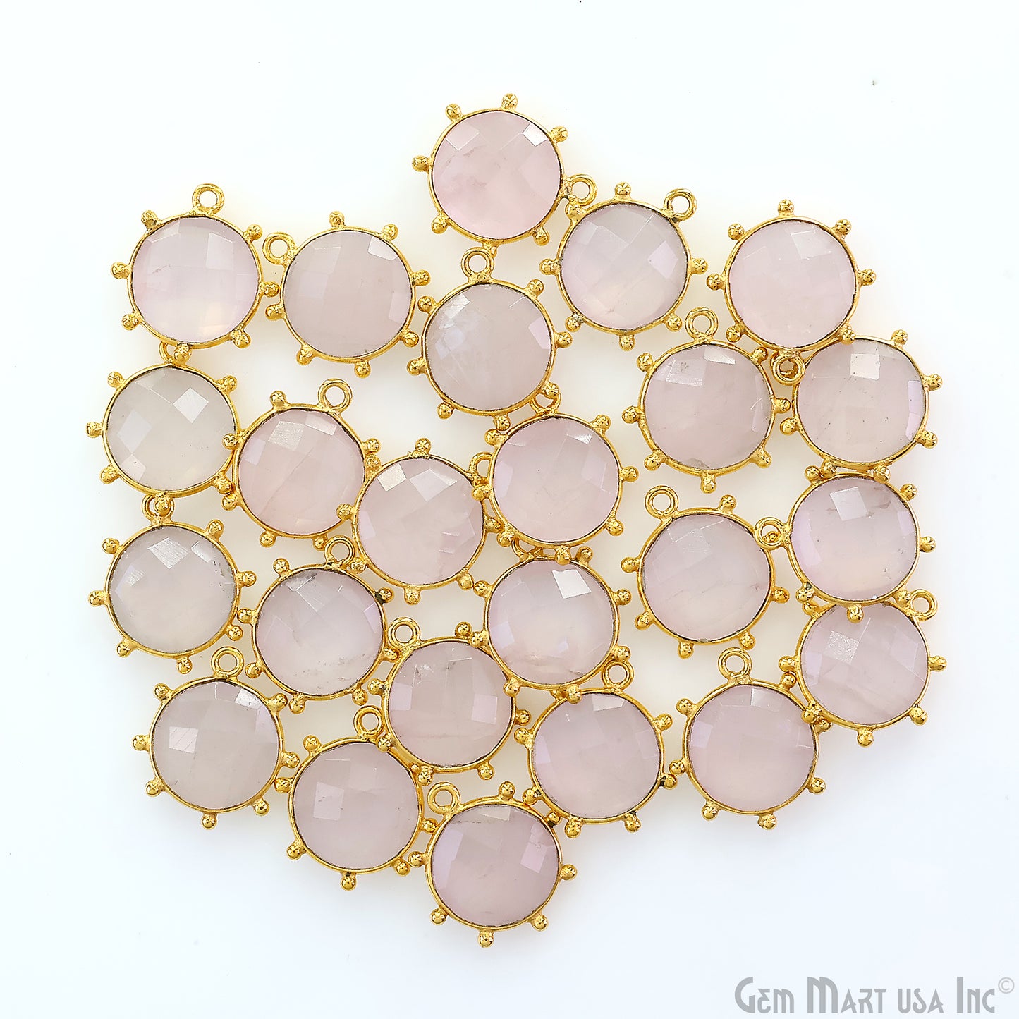 Round 17x15mm Design Bezel Gold Plated Single Bail Gemstone Connector