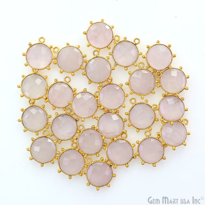 Round 17x15mm Design Bezel Gold Plated Single Bail Gemstone Connector