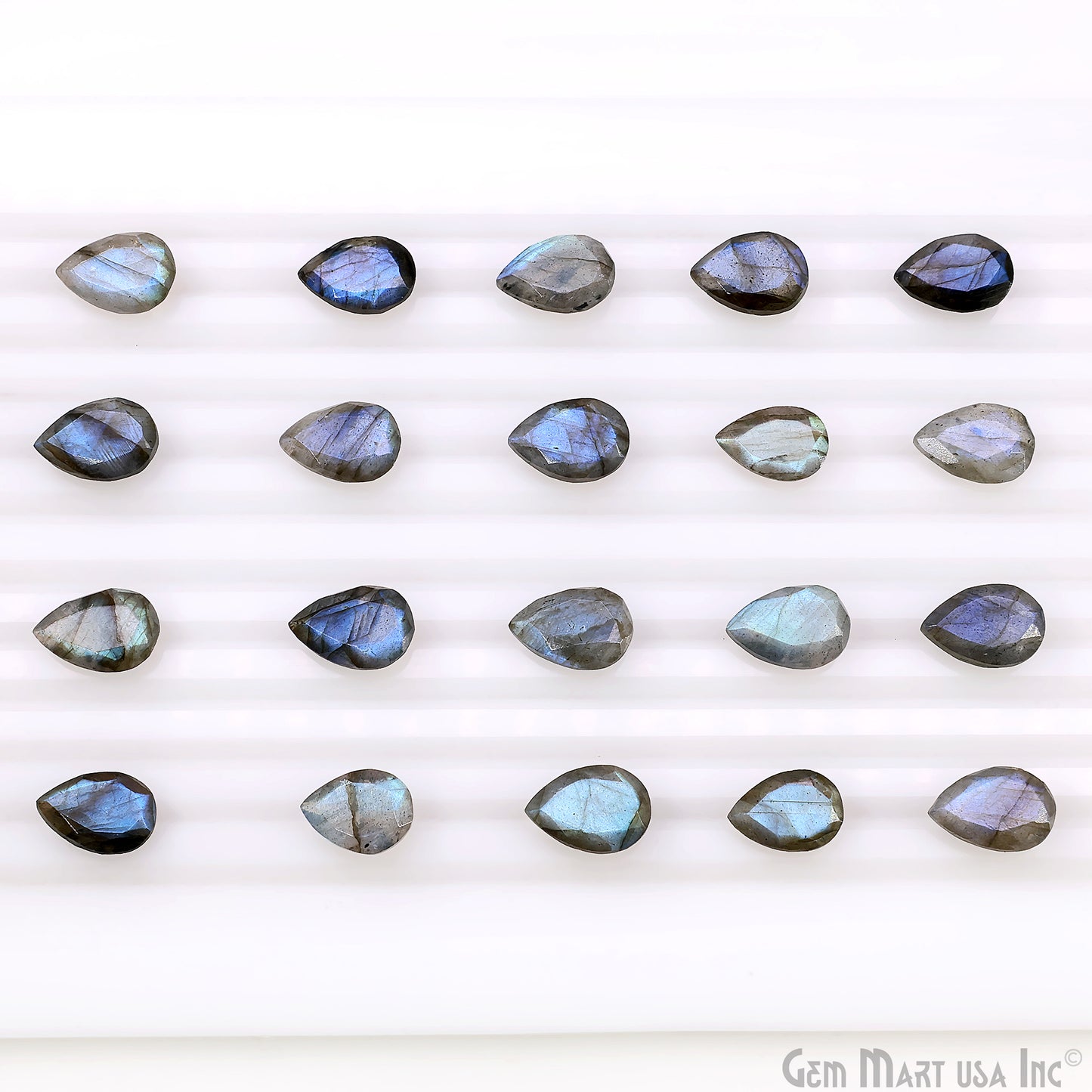 Labradorite Wholesale Gemstones, 100% Natural Semi-Precious Gems, Blue Flash Faceted Loose Gems, 9x13mm, Pears, 4PC Lot