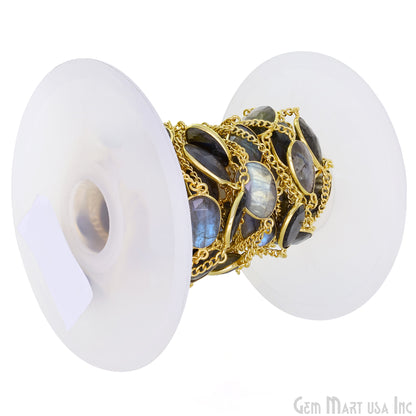 Labradorite 10-15mm Gold Plated Link Bezel Connector Chain