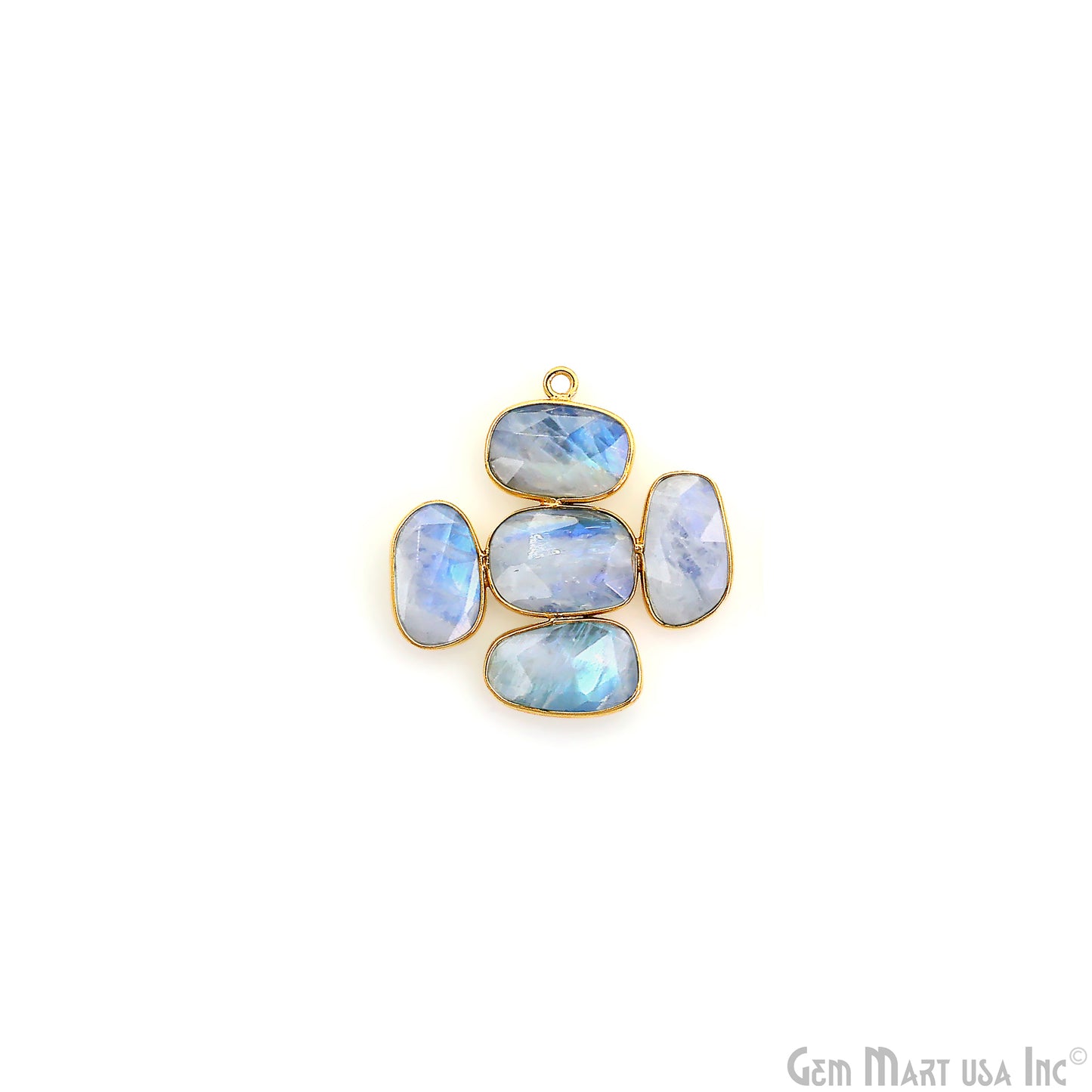 Rainbow Moonstone Gold Plated 34x32mm Dangle Finding Component Earring Enhancer